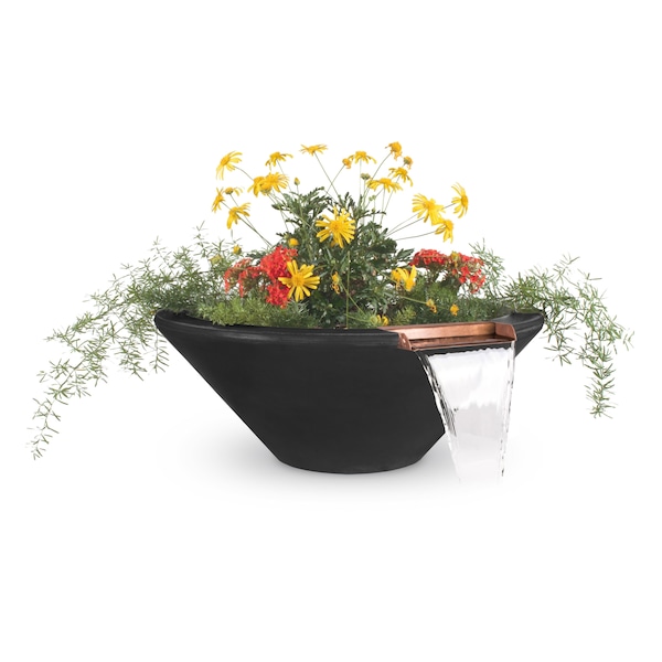 The Outdoor Plus 48 Round Cazo Planter & Water Bowl - GFRC Concrete - Black - OPT-48RPW-BLK - main
